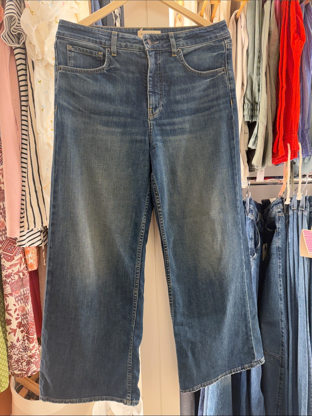 Nili Lotan Blue Cropped Wide-Leg Jeans